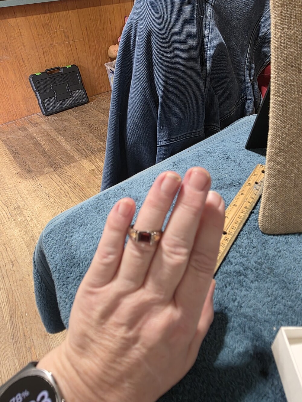 Sterling And 18k Trim Garnet Ring By Lorenzo 8 1\2 - Picture 2 of 13